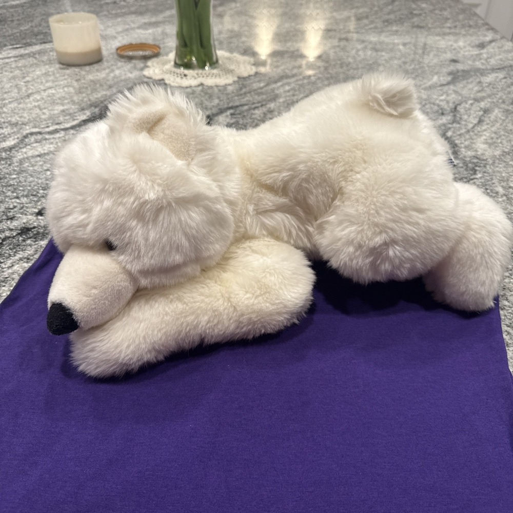 Vintage Aurora A&A Flopsies Polar‎ Bear Vanilla Plush Stuffed 18" Black Nose